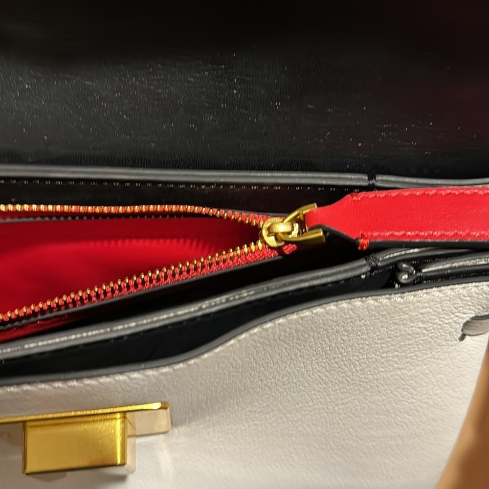 NWT Valentino Leather Shoulder Bag with Red Detail and Gold Hardware - Picture 10 of 12